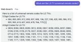 Universal Remote Codes for LG TV
